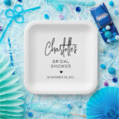 Modernes Script Minimalistisch Einfaches Brautpart Pappteller (Party)