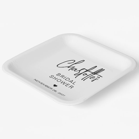 Modernes Script Minimalistisch Einfaches Brautpart Pappteller (Gewinkelt)