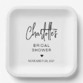 Modernes Script Minimalistisch Einfaches Brautpart Pappteller (Vorderseite)