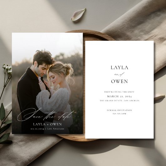 Modernes Script Minimalistisch Rustic Boho Wedding Save The Date