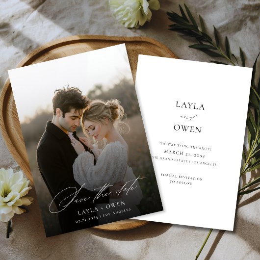 Modernes Script Minimalistisch Rustic Boho Wedding Save The Date