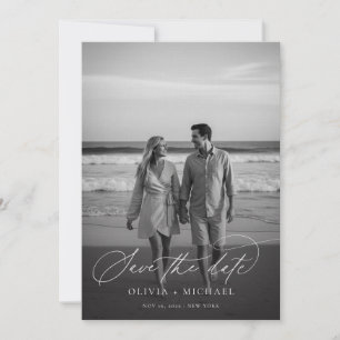 Modernes Script Minimalistisch Wedding Foto Save The Date