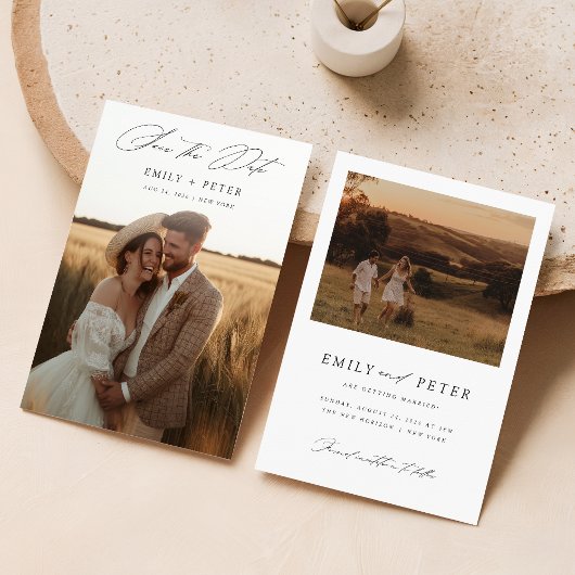Modernes Script Minimalistisch Wedding Foto Save The Date