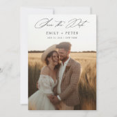 Modernes Script Minimalistisch Wedding Foto Save The Date (Vorderseite)