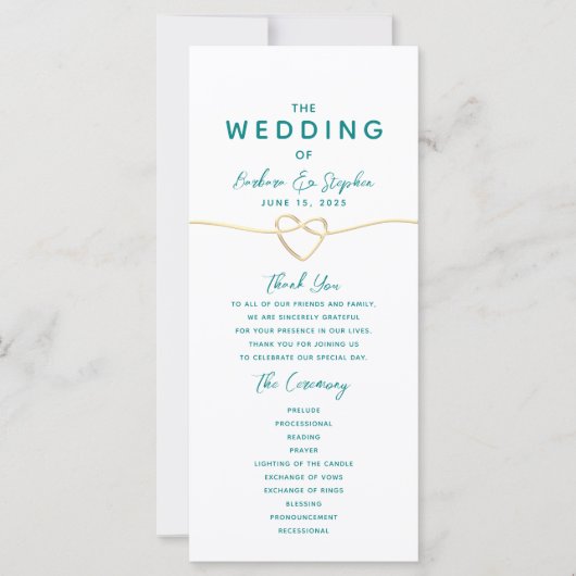 Modernes Script Minimalistisch Wedding Program (Vorderseite)