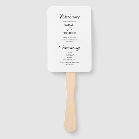 Modernes Script Minimalistisch White Wedding Progr Fächer (Vorderseite)