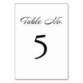 Modernes Script Minimalistisch White Wedding Tischnummer (Vorderseite)