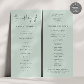 Modernes Script Mint Green Wedding Programm