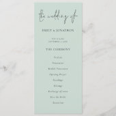 Modernes Script Mint Green Wedding Programm (Vorderseite)