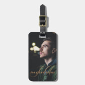 Modernes Script Mit Monogramm Vollständiges Foto Gepäckanhänger (Vorderseite vertikal)