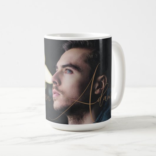 Modernes Script Mit Monogramm Vollständiges Foto Kaffeetasse (VorderseiteRechts)