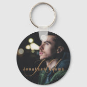 Modernes Script Mit Monogramm Vollständiges Foto Schlüsselanhänger (Vorderseite)