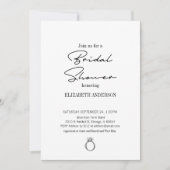 Modernes Script mit Ring-Brautparty Einladung (Vorderseite)