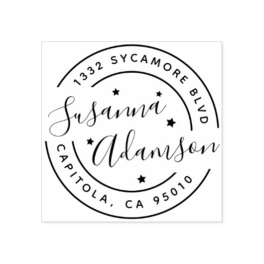 Modernes Script mit vollständigem Namen Runde Rück Gummistempel (Prägung)