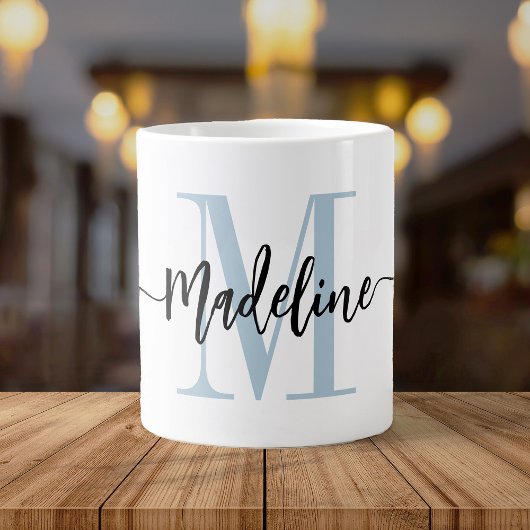 Modernes Script Monogram Custom Jumbo Jumbo-Tasse