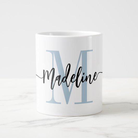 Modernes Script Monogram Custom Jumbo Jumbo-Tasse (Vorderseite)
