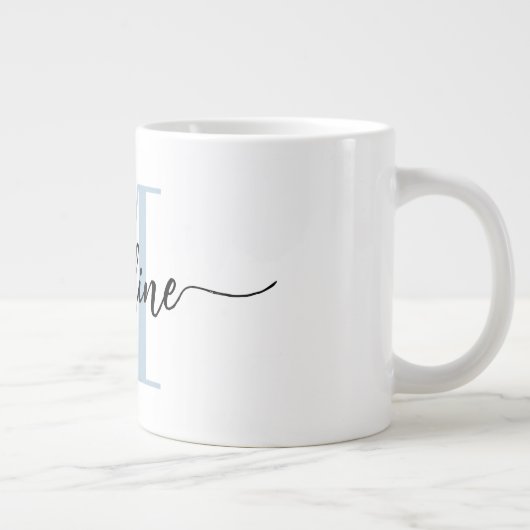 Modernes Script Monogram Custom Jumbo Jumbo-Tasse (Rechts)