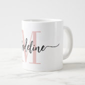 Modernes Script Monogram Custom Jumbo Jumbo-Tasse (Vorderseite Rechts)