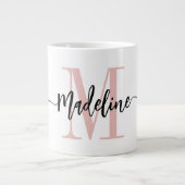 Modernes Script Monogram Custom Jumbo Jumbo-Tasse (Vorderseite)
