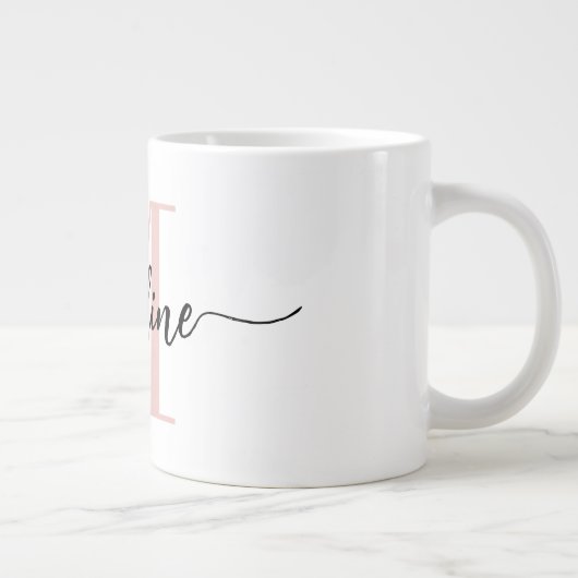 Modernes Script Monogram Custom Jumbo Jumbo-Tasse (Rechts)