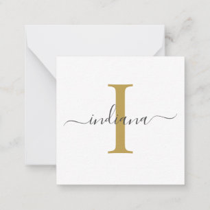 Modernes Script Monogram handgeschriebenes Gold Gr Mitteilungskarte