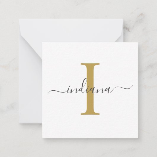 Modernes Script Monogram handgeschriebenes Gold Gr Mitteilungskarte (Rückseite)