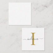 Modernes Script Monogram handgeschriebenes Gold Gr Mitteilungskarte (Vorne/Hinten)