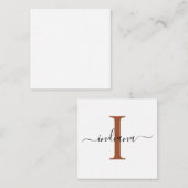 Modernes Script Monogram handgeschriebenes Schwarz Mitteilungskarte (Vorne/Hinten)