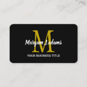 Modernes Script Monogram (QR Code) Chic Black Gold Visitenkarte (Vorderseite)