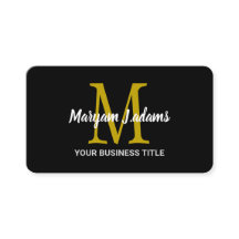 Modernes Script Monogram (QR Code) Chic Black Gold