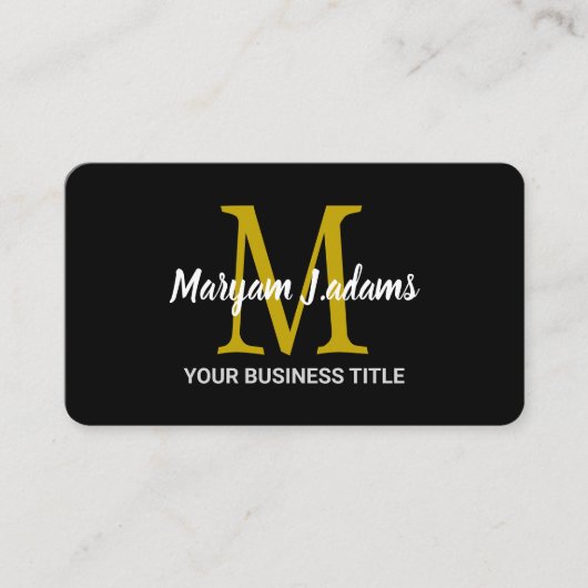 Modernes Script Monogram (QR Code) Chic Black Gold Visitenkarte (Vorderseite)
