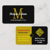 Modernes Script Monogram (QR Code) Chic Black Gold Visitenkarte (Vorne/Hinten)