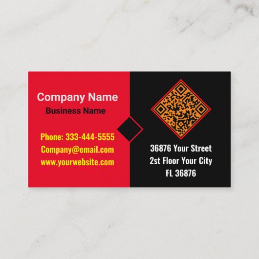 Modernes Script Monogram (QR Code) Chic Black Red Visitenkarte (Rückseite)