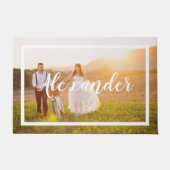 Modernes Script Monogram Wedding Foto Doormat Fußmatte (Vorderseite)