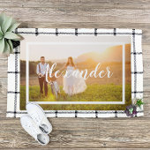 Modernes Script Monogram Wedding Foto Doormat Fußmatte