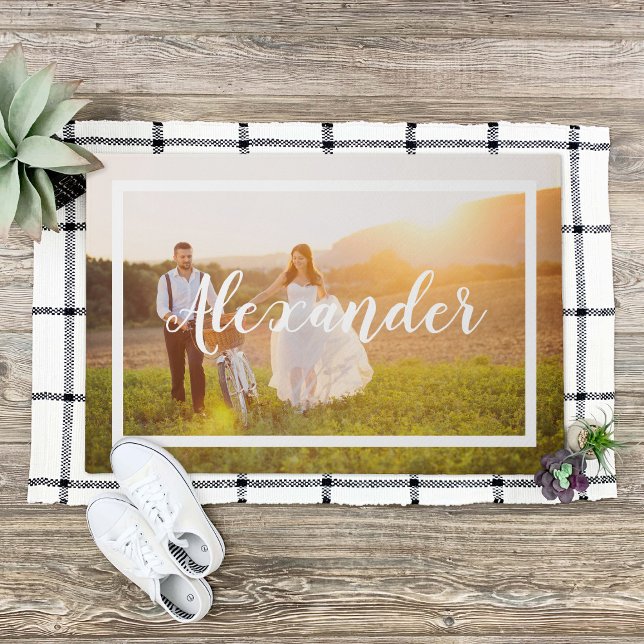 Modernes Script Monogram Wedding Foto Doormat Fußmatte (Von Creator hochgeladen)