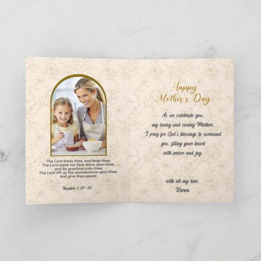 Modernes Script Mother's Day Beige Scripture Foto Karte (Innenseite)