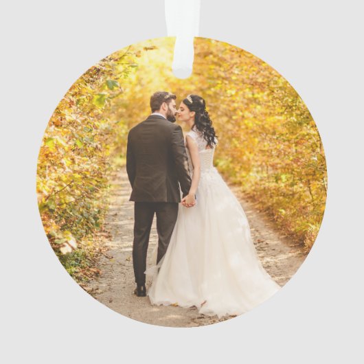 Modernes Script Mr. & Mrs. Wedding Foto Ornament (Rückseite)