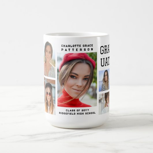 Modernes Script Multi Foto Abschluss Graduate Kaffeetasse (Mittel)