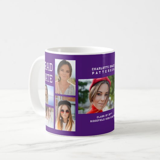 Modernes Script Multi Foto Abschluss Graduate Kaffeetasse (Vorderseite Links)