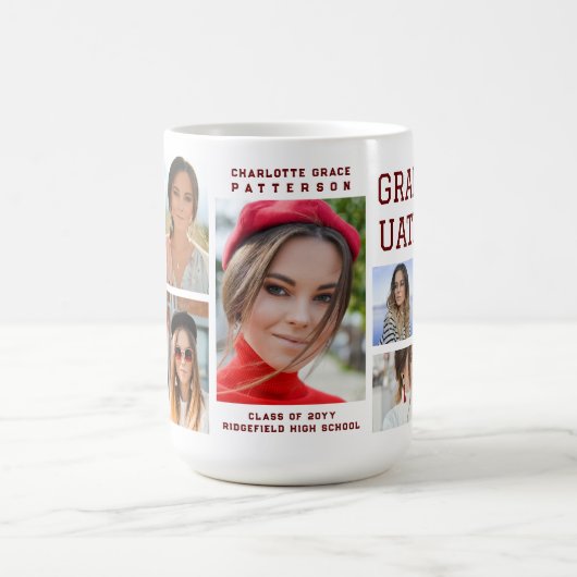 Modernes Script Multi Foto Abschluss Graduate Kaffeetasse (Mittel)