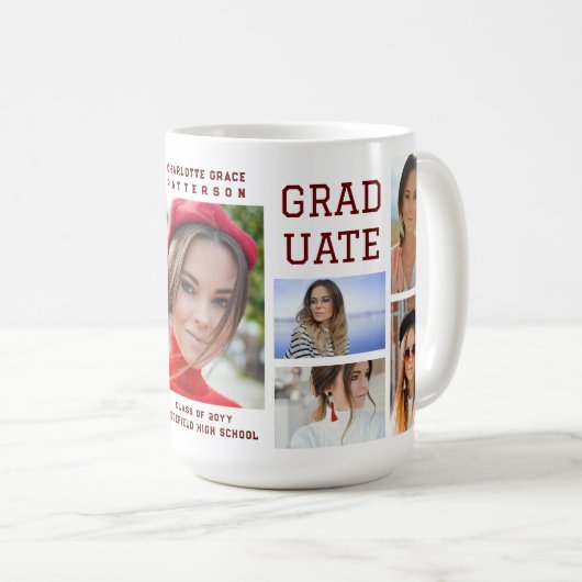 Modernes Script Multi Foto Abschluss Graduate Kaffeetasse (VorderseiteRechts)