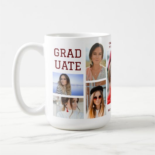 Modernes Script Multi Foto Abschluss Graduate Kaffeetasse (Links)