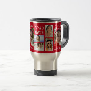 Modernes Script Multi Foto Abschluss Graduate Reisebecher