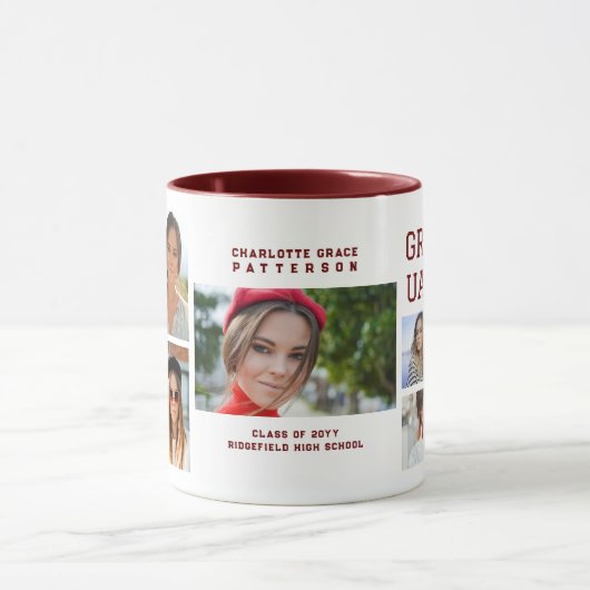 Modernes Script Multi Foto Abschluss Graduate Tasse (Zentrum)