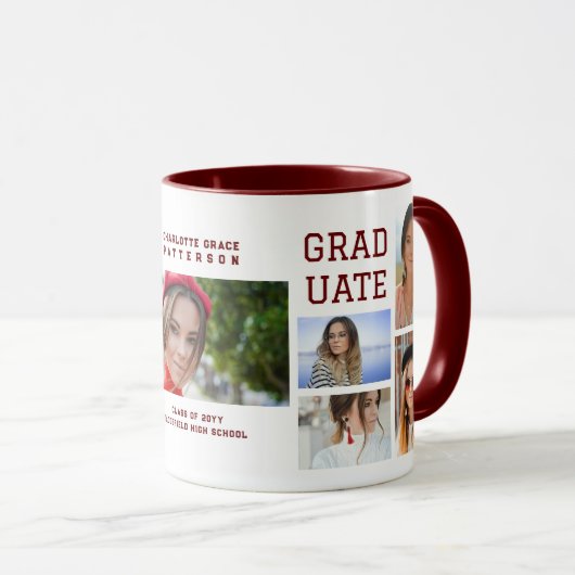 Modernes Script Multi Foto Abschluss Graduate Tasse (VorderseiteRechts)