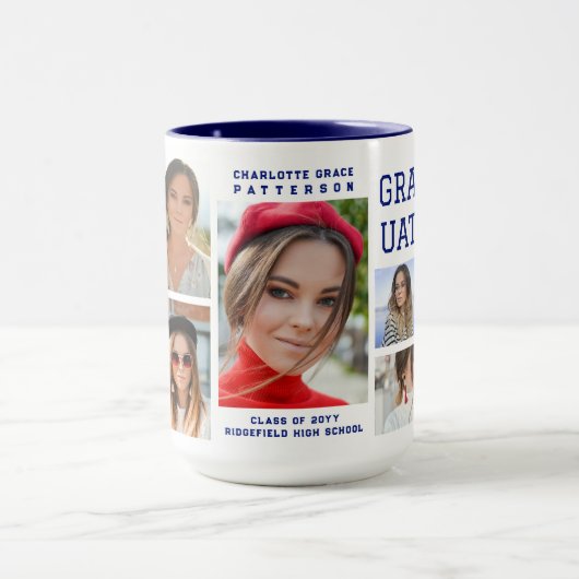 Modernes Script Multi Foto Abschluss Graduate Tasse (Zentrum)