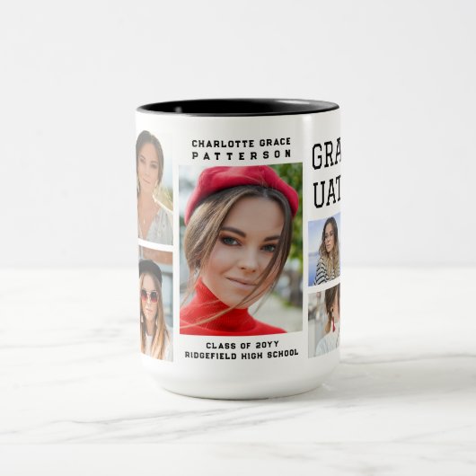 Modernes Script Multi Foto Abschluss Graduate Tasse (Zentrum)