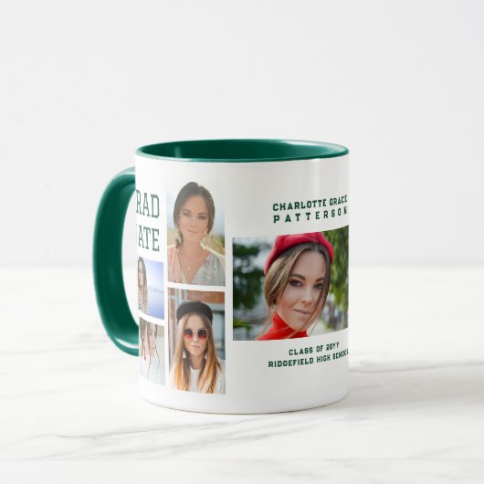 Modernes Script Multi Foto Abschluss Graduate Tasse (Vorderseite Links)