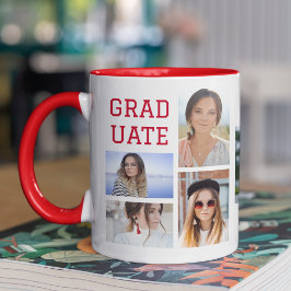 Modernes Script Multi Foto Abschluss Graduate Tasse